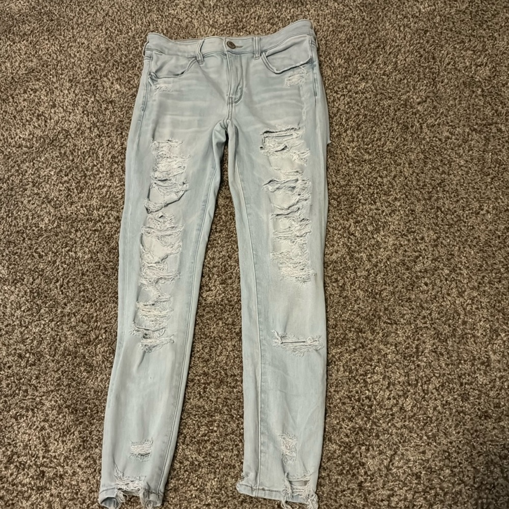 American Eagle Light-Wash Ripped Jeans
